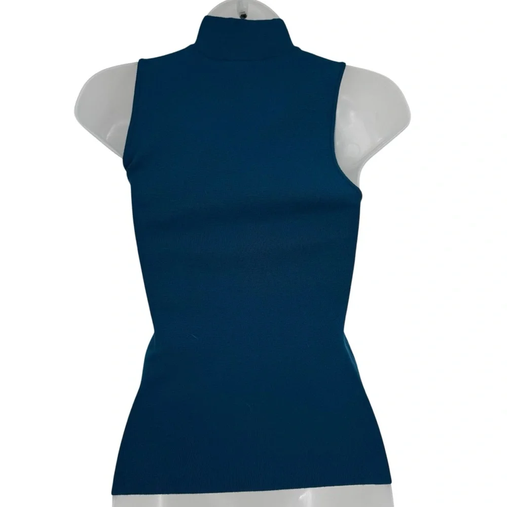 Alice + Olivia Kiki Blue-green mock neck Cutout Tank  Size Small Sleeveless - Picture 2 of 9